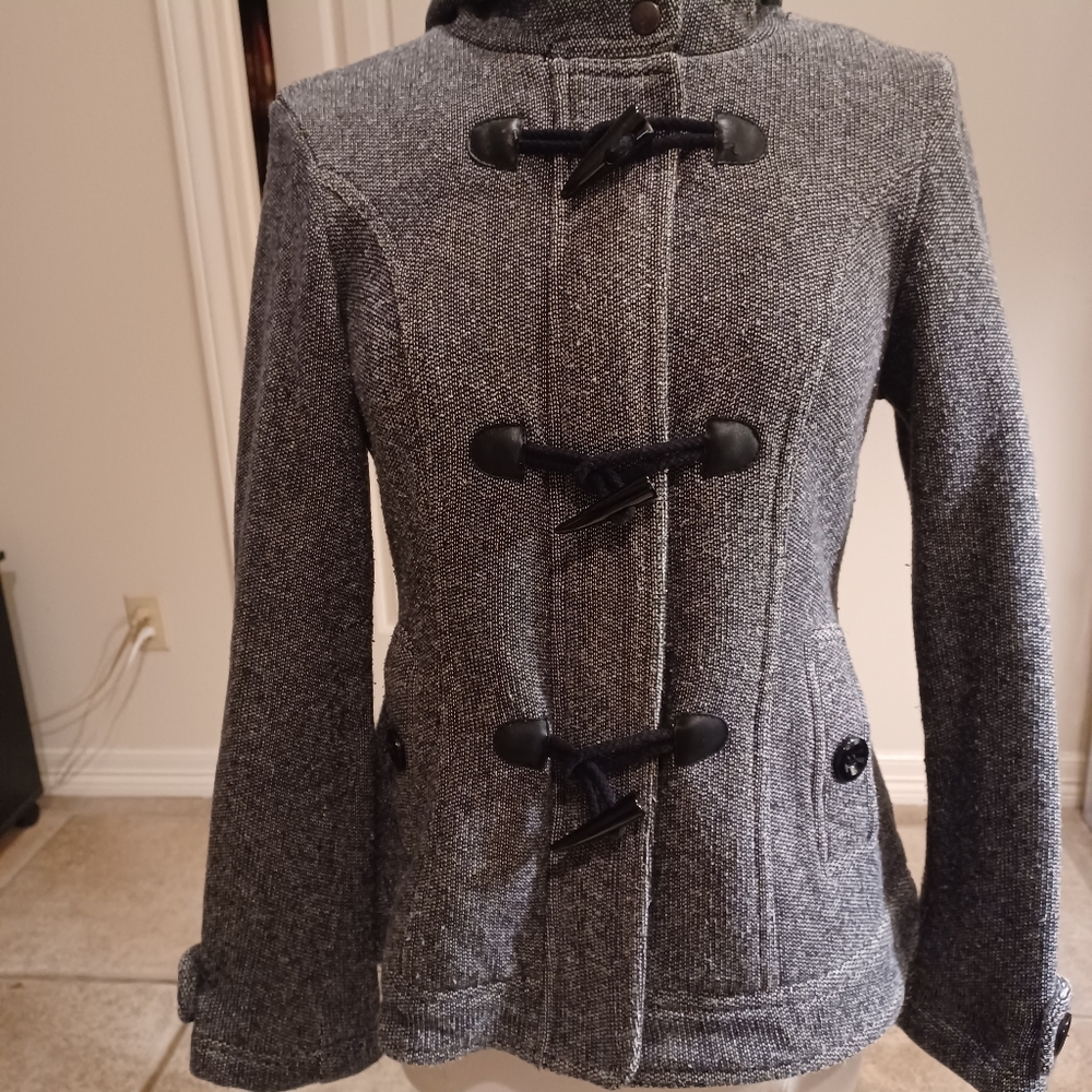 Signature Studio Charcoal Pea Coat  Closure Women's Jacket.